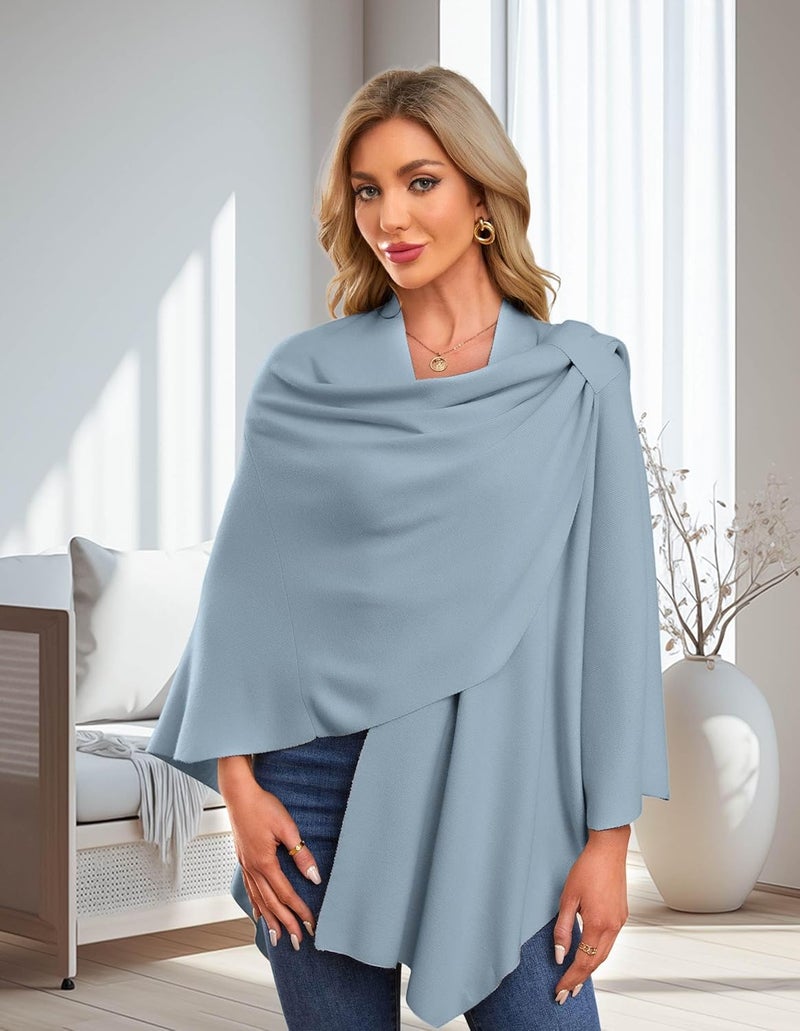 Puli Womens Large Cross Front Poncho Sweater Wrap Topper Knitted Elegant Shawls Cape for Fall Winter - Image 2